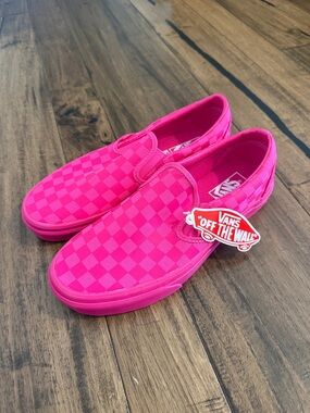 Vans Slip-On Checkerboard Sneakers - Bright Hot Pink